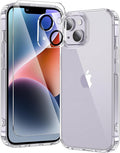 toushion 3 in 1 for iPhone 14 Case Clear,[Yellowing-Resistant Acrylic Back] Screen Protector *1 & Camera Lens Protector*1, Shockproof for iPhone 14 Phone Case 6.1 inch Clear