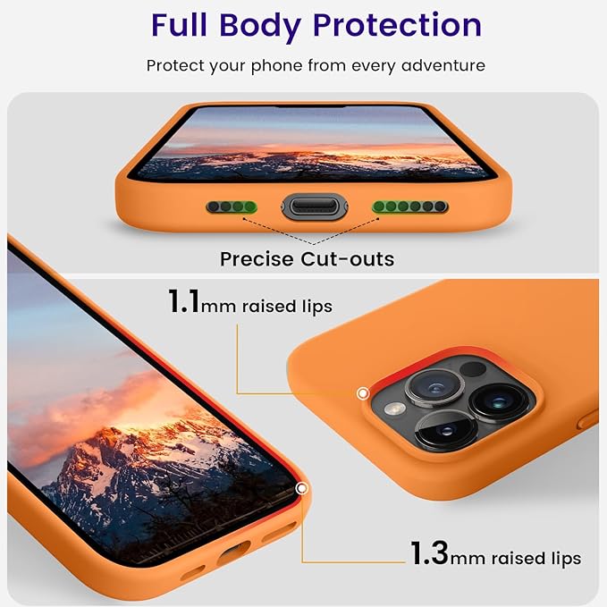 OTOFLY Designed for iPhone 15 Pro Case, Silicone Shockproof Slim Thin Phone Case for iPhone 15 Pro(6.1 inch), (Orange)