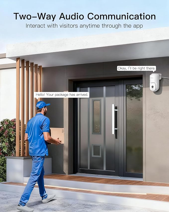 VIMTAG 2.5K 4MP Outdoor Security Camera, Pan/Tilt WiFi Home CCTV Camera, 360° View & Motion Tracking, Color Night Vision, 2-Way Audio, AI Detection Alarm, IP66, Cloud & SD Card Storage, Works w/Alexa