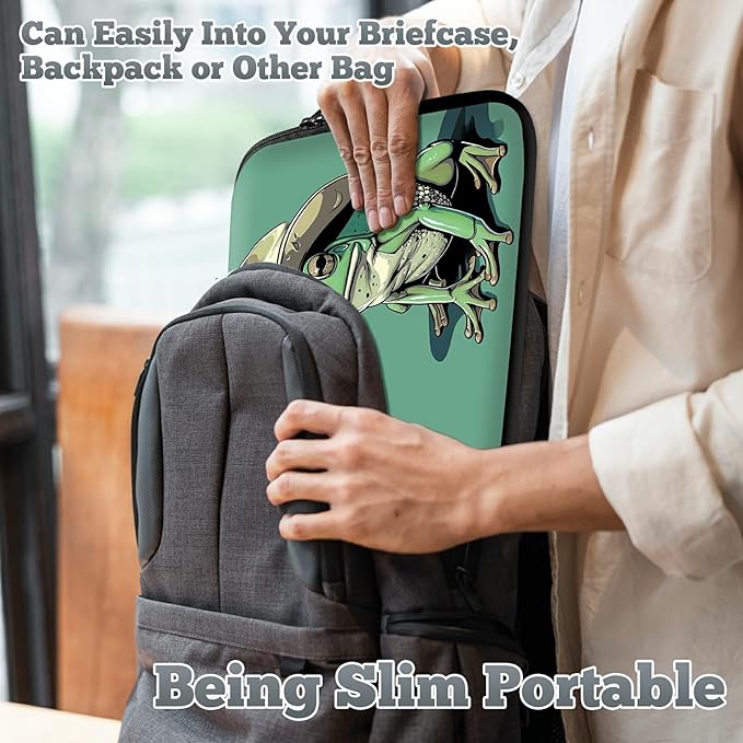 Universal Laptop Sleeve Tablet Case 12 inch, Green Frog Slim Carrying Case Durable Handbag Travel Laptop Bag for Surface Pro 9 8 7/Laptop Go 2 3, MacBook Air 11/12