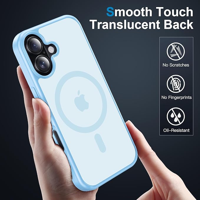 Strong Magnetic for iPhone 17 case [10Ft Military-Grade Protection] Compatible with fit MagSafe Shockproof Slim Thin Cover case for iPhone 17 6.3 inch, Light Blue