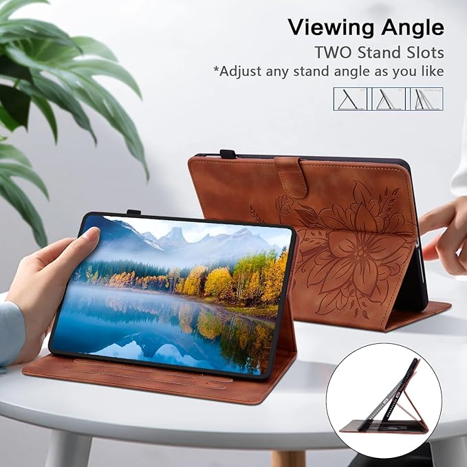 Case for iPad Pro 12.9 inch 6th/5th/4th/3rd Generation 2022/2021/2020/2018, Auto Wake/Sleep Supports Pencil Pro and Pencil(USB-C) Magnetic Clasp Stand, Brown