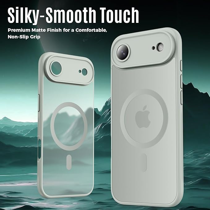 Symcele Designed for iPhone Air Case, Compatible with MagSafe, [Camera Protection] [15FT Military Drop Protection] Shockproof Translucent Matte Anti-Slip Thin Slim Phone Case, 6.5", Calke Green