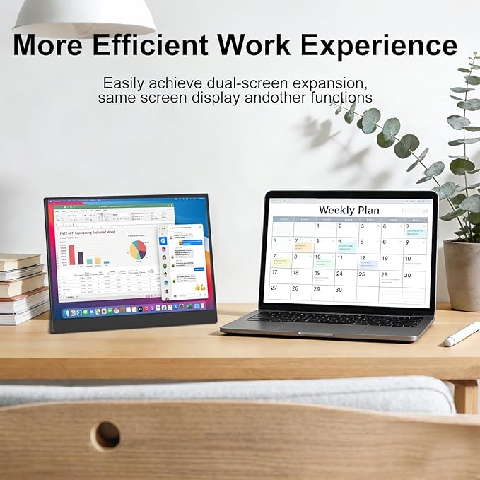 Portable Monitor 14 inch 2.2K QHD USB C HDMIUltra-Slim IPS Travel Display & Speakers, HDR Plug&Play,External Monitor for Laptop PC, Phone,Mac (14.1")