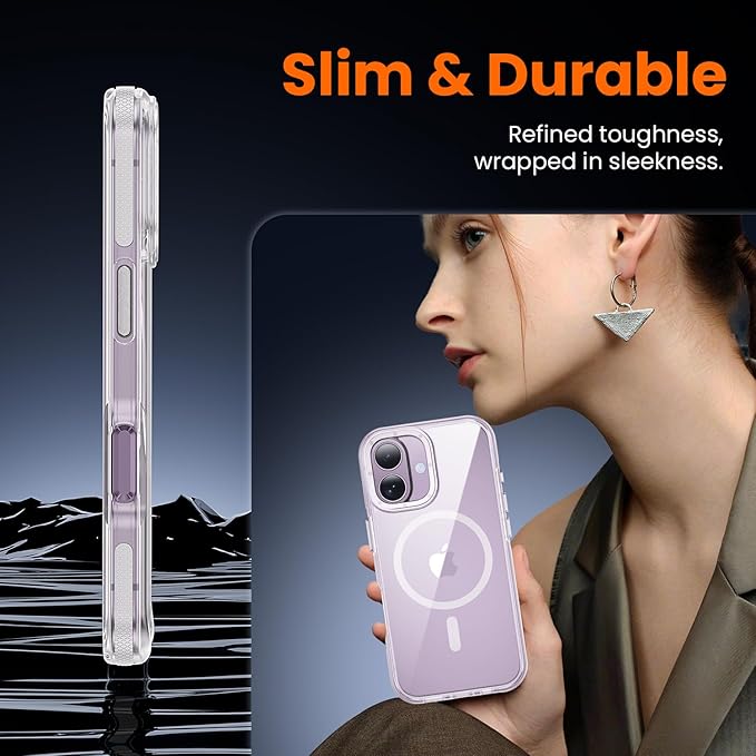 toushion 3 in 1 for iPhone 17 Case Clear Bumper,Fits MagSafe, Yellowing-Resistant Acrylic Back, Shockproof Guard Corners, Military-Grade Protection for Phone Cover 6.3 inch
