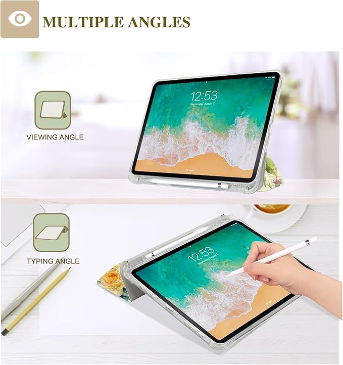 Vimorco for iPad (A16) Case 11th Generation 11" 2025, for iPad 10th Generation Case 10.9" Pencil Holder, Typing Stand, 2 Viewing Angles, Faux Leather Slim Auto Sleep/Wake, Dragonfly Flower Butterfly