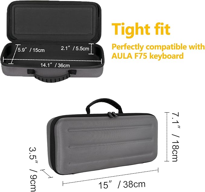 75% Keyboard Case, Hard Shell Travel Carrying Bag for Aula F75 Gasket Mechanical Keyboard, Compatible with ASUS ROG 75% Wireless Hot Swappable Gaming Keyboard