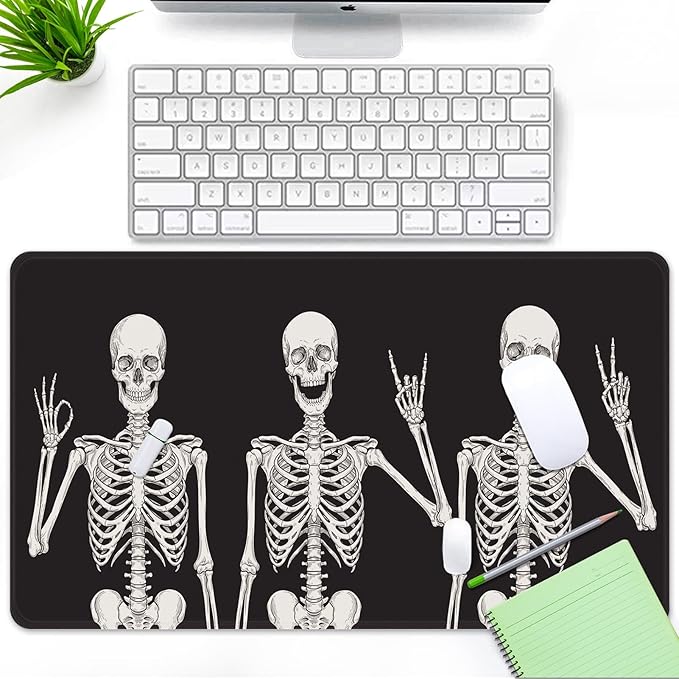 Britimes Large Gaming Mouse Pad Black Skull Non-Slip Desk Pad Keyboard and Mouse Desk Mat for Gamer, Office & Home, 31.5 x 15.7 in
