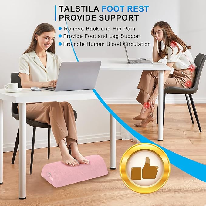 TALSTILA Foot Rest for Under Desk at Work, Footrest with Warm Plush Feet Pocket, Ergonomic Foam Foot Stool, Under Desk Footrests, for Office Desks & Office Chair - Back & Leg Pain Relief
