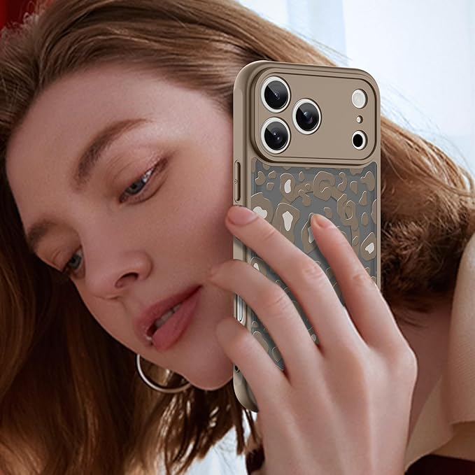 KANGHAR Case Compatible with iPhone 17 Pro Brown Leopard Printed Pattern Compatible with Magsafe Cute Cheetah Protective Magnetic Case for Girls Women 6.3"