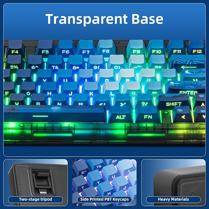 ZORNHER ZH980 Mechanical Keyboard,95% Blue Creamy Keyboard with Number Pad,Hot-Swappable Custom Gaming Keyboard,Shine Through Dye Sublimation PBT Keycaps,Creamy Sounding Linear Switches