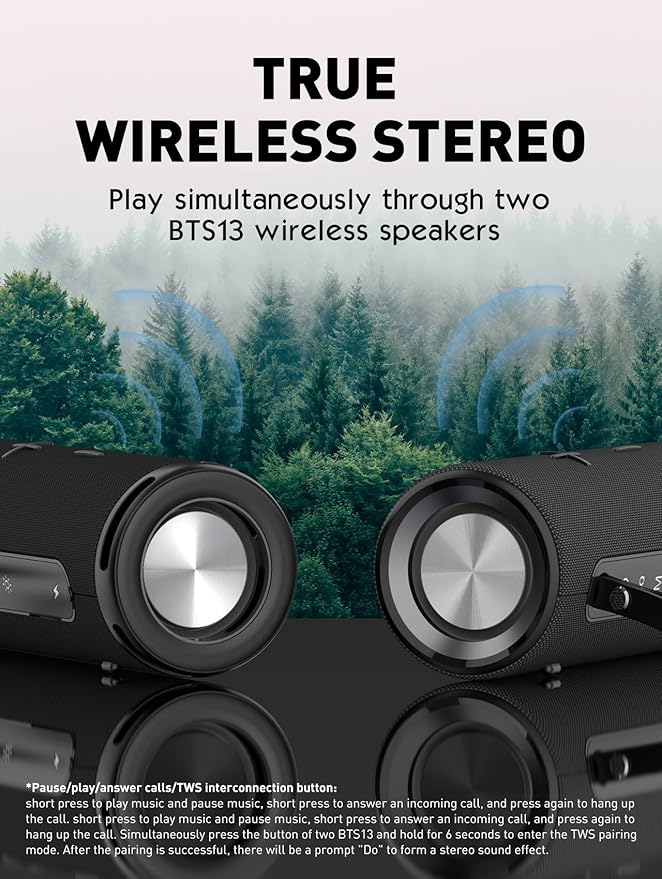 MANTO Bluetooth Speaker IPX5 Waterproof Portable Shower Speaker, 12H Battery, Micro SD Playback (Up to 32GB, Card Not Included), Compact Design for Travel, Camping, Hiking, and Home (Blue-Green)