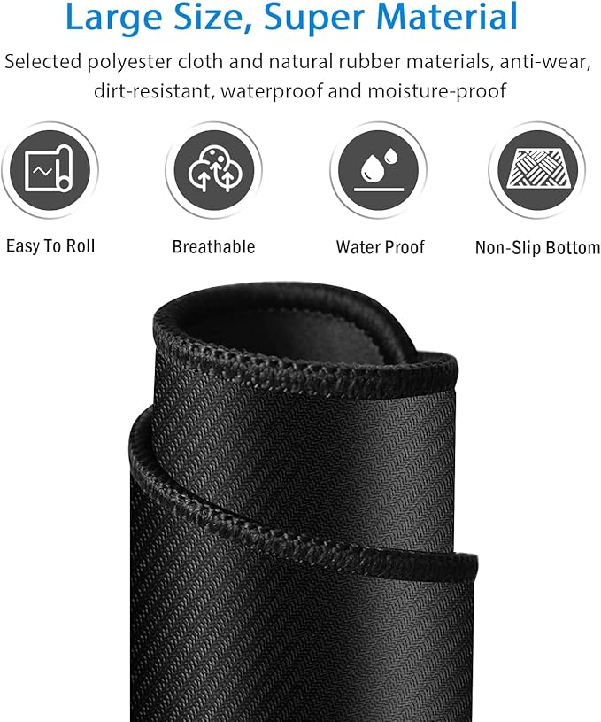 Gaming Mouse Pad Large XXL Extended Desk Mat with Non-Slip, Special-Textured Surface, Stitched Edges for Gaming and Office Home - Black