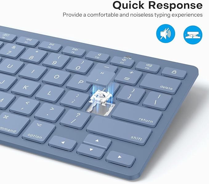 OMOTON Wireless Keyboard for Mac, Compact Ultra-Slim Design (No Number Pad), Stable Bluetooth Keyboard for Mac, Ergonomic and Portable, Compatible with MacBook Pro/Air/iMac, Blue