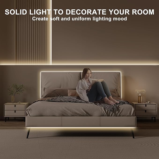 16.4ft COB LED Strip Light with Remote, 3000K Ra93+ Dimmable Bright Warm White Led COB Strip Light, White Continuous Led Strip Light for Mirror, Stair, Cabinet, Room