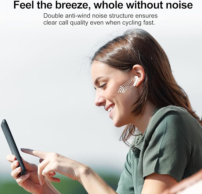 Jesebang Wireless Earbuds, Bluetooth 5.4 Headphones HiFi Stereo, Bluetooth Earbuds with ENC Noise Cancelling Mic, 36H LED Display Ear Buds, IPX7 in Ear Earphones for Phone Tablet Laptop Sports, White