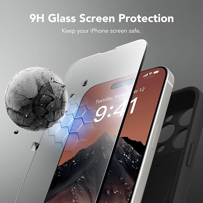 Magnetic for iPhone 15 Pro Case, Compatible with MagSafe, [Full Camera Protection][Screen Protector] Silicone Shockproof Protective Phone Case for iPhone 15 Pro 6.1", Black