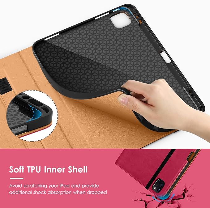 VIKESI Case for iPad Air 13 inch (M4) 2026 / (M3) 2025 / (M2) 2024,Premium Leather Folio,Apple Pencil Holder,Auto Sleep/Wake,Stand Cover - Peach