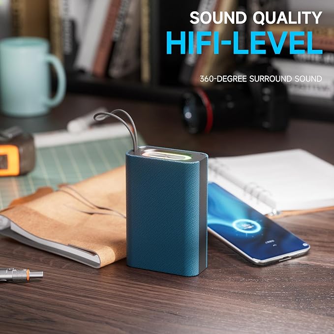 PEICHENG Speaker, Portable Wireless Bluetooth Speakers, Waterproof Loud Stereo Sound with RGB Lights TWS Long Playtime for Home/Party/Outdoor, Electronic Gadget (Blue)