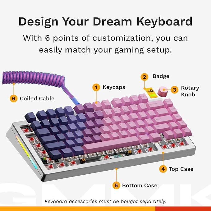 Glorious Gaming - GMMK 3 PRO HE: Rapid Trigger Keyboard, Hall Effect, Custom Modular Aluminum Body, 8K Polling Rate, Hotswap MX & Magnetic Switches, Modular Gasket System, ANSI 75% Tenkeyless (Silver)