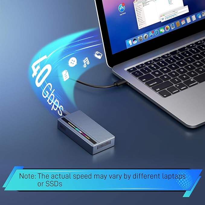 FIDECO 40Gbps M.2 NVMe SSD Enclosure, M.2 NVMe to USB Adapter with RGB Light, USB4 SSD Reader Compatible with Thunderbolt 4/3, USB4/3.2/3.1/3.0, Support UASP & Trim