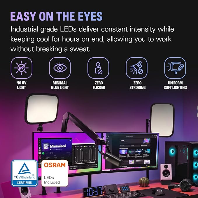 Elgato Key Light - Professional 2800 lumens Studio Light with Desk clamp for Streaming, Recording and Video Conferencing, Temperature and Brightness app-Adjustable on Mac, PC, iOS, Android