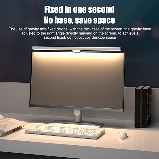 Computer Monitor Lamp, LED Screen Light Bar for Eye Caring, Stepless Dimmable, Touch Control, Office Monitor Light (White)