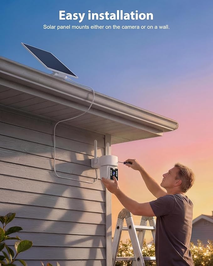 5G & 2.4G Wi-Fi Outdoor Camera Wireless,Solar Security Cameras Wireless Outdoor, 2K 360° PTZ Camera, Solar/Battery Powered, PIR Human Detection, Color Night Vision,Two-Way Voice Calling, Alexa