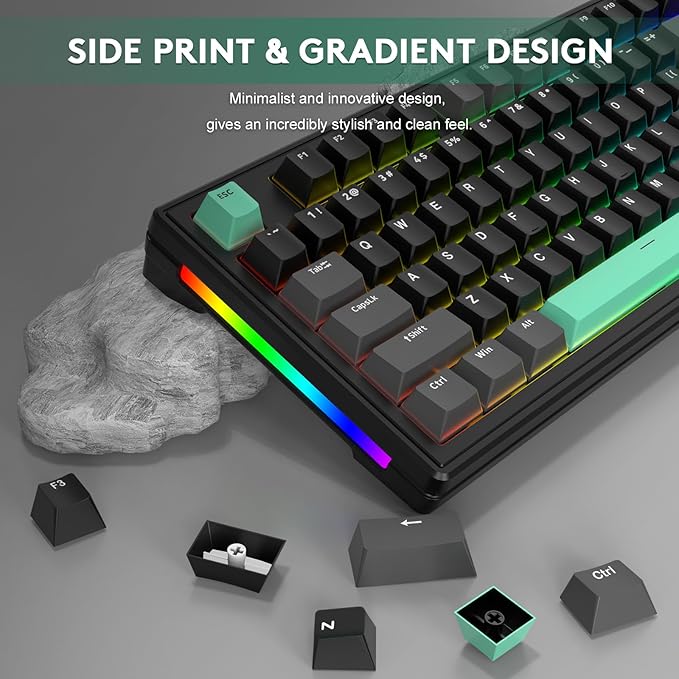FELICON Attack Shark M87 80% Wireless Mechanical Gaming Keyboard, Tri-Mode (Bluetooth/2.4GHz/USB-C), RGB Backlit, Hot-Swappable PBT Keycaps – Black