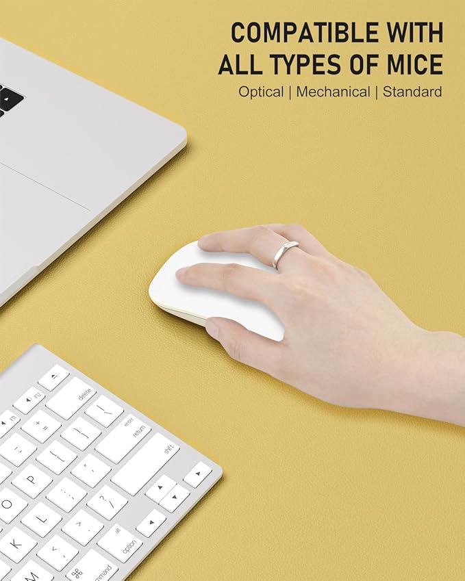 Desk Pad, 30" x 14" PU Leather Non-Slip Desk Mat Large Mouse Pad for Desktop, Waterproof Laptop Computer Writing Mat for Office, Home, Work, Gaming, Pale Yellow