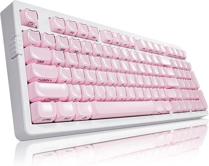 ZORNHER ZH980 Cat Mechanical Keyboard,95% Pink & White Gaming Keyboard with Number Pad,Creamy Keyboard,Cute Jelly Clear Ceramic Jade Keycaps,Girly Aesthetics Kitty Keyboard,Creamy Sounding Switches