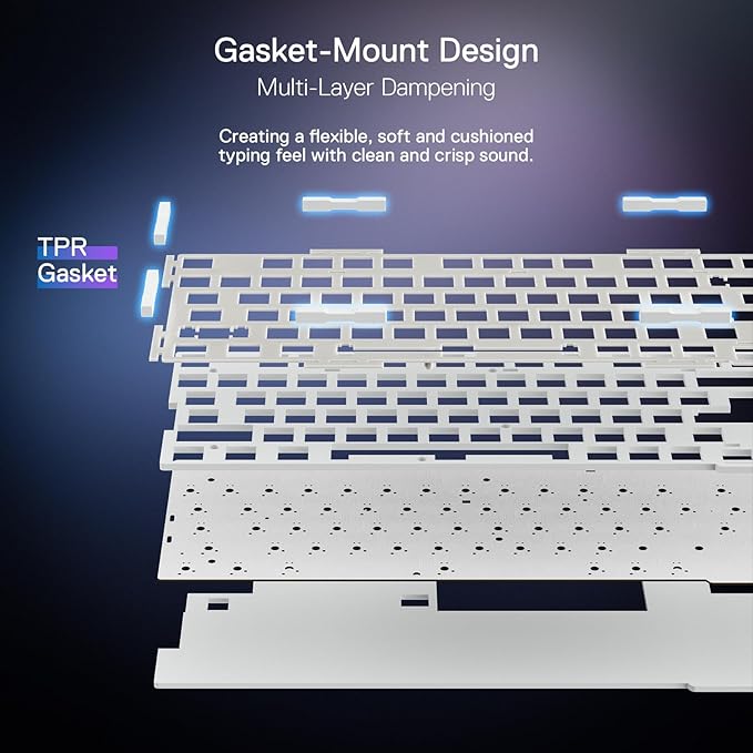 Redragon K673 PRO 75% Wireless Gasket RGB Gaming Keyboard, 3-Modes 81 Keys Compact Mechanical Keyboard Hot-Swap Socket, Dedicated Knob Control and 5-Layer Noise Dampening, Linear Red Switch