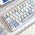 Blue White PBT Keycaps-Ocean Theme Keycaps 60 75 100 Percent, Cute Key caps Custom 118 Keys, Cherry Profile for 61/68/84/87/98/100 Cherry Gateron MX Mechanical Gaming Keyboards
