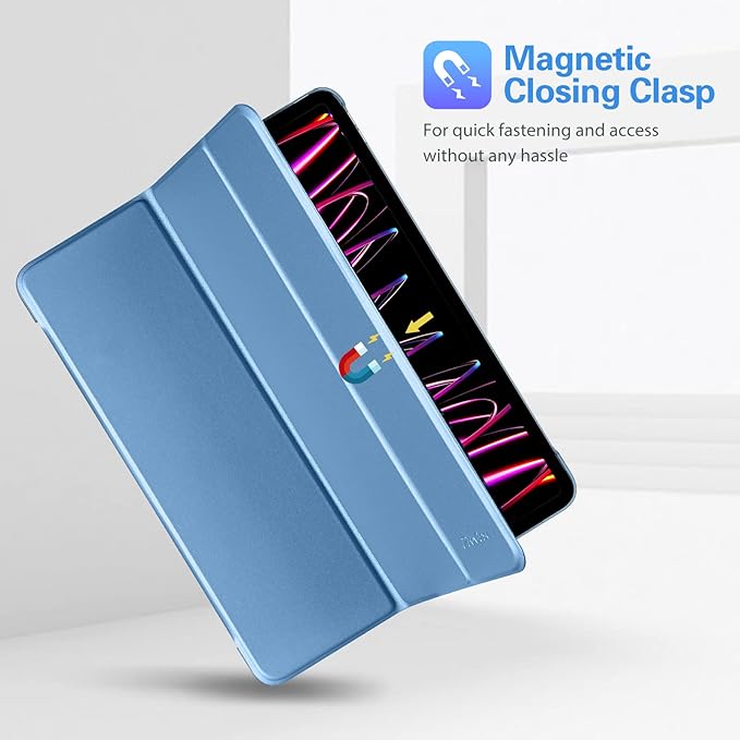 ProCase Smart Case for iPad Pro 12.9 2022/2021/2020/2018, Slim Stand Hard Back Shell Smart Cover for iPad Pro 12.9" 6th Gen/5th Gen/4th Gen/3rd Gen -Blue