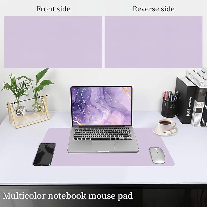 Bloss Purple Leather Desk Mat for Desktop,Desk Protector Pad Mats,Large Gaming Mouse Pad,Dual-Side Office Desks Mats for Keyboard and Mouse, Writing Pad for Office/Home.23.6"x 13.8"