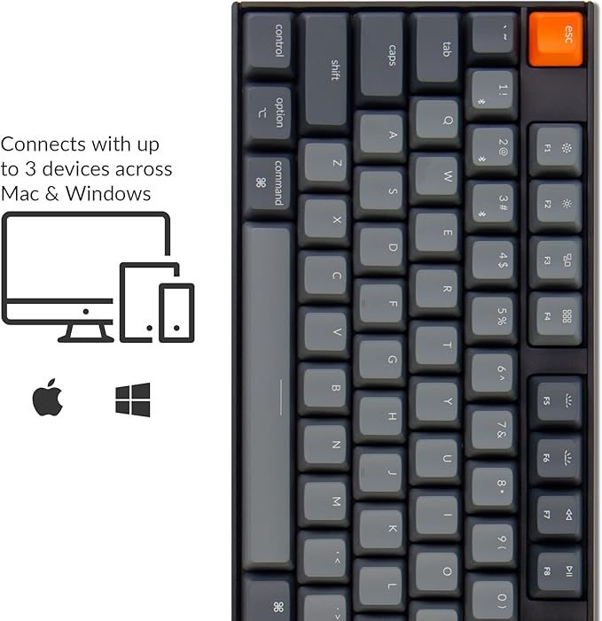 Keychron K10 Full Size Layout RGB Backlit Hot-Swappable Mechanical Gaming Keyboard for Mac Windows, Multitasking 104-Key Bluetooth Wireless/USB Wired Computer Keyboard with Keychron Super Brown Switch