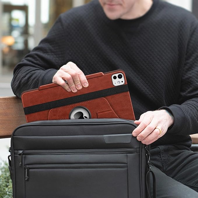 Fintie Rotating Case for iPad Pro 13-inch (M5) 2025 / (M4) 2024 with Pencil Holder - 360 Degree Swiveling Protective Stand Cover with Auto Wake/Sleep, Brown