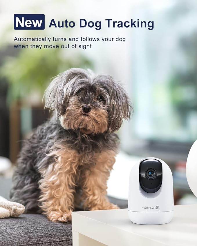 MUBVIEW Cameras for Home Security, 2.4/5GHz WiFi 2K Indoor Wired Se2.curity Baby/Pet Camera with Phone App, Night Vision, 24/7 Record, 2-Way Audio, Motion Tracking, Cloud Storage