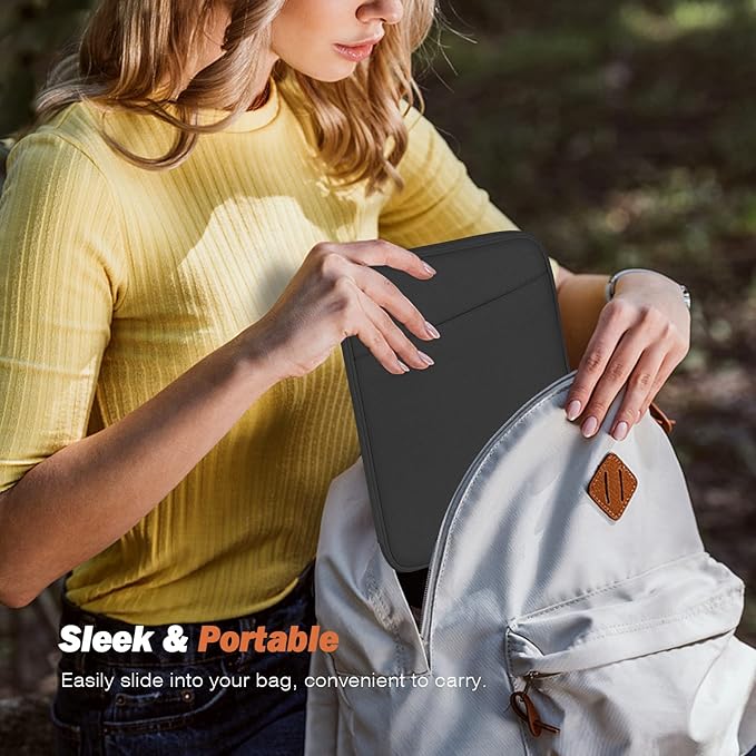 MoKo 8-9 Inch Tablet Sleeve, Fits iPad mini (A17 Pro) 8.3" 2024, iPad mini 6/5/4/3/2/1, Galaxy Tab A7 Lite 8.7/Tab A9 8.7/Tab A 8.0/Tab A 8.4, Protective Sleeve Carrying Case with Pockets, Dark Gray