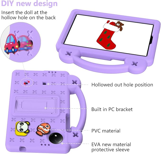 AKABEILA Compatible with Doogee U11/U11 Pro 2025 11 inch/Tab G6/Tab G6+ 11 inch/Infinix Xpad 20 2025 inch/Umidigi G7 Tab Pro 2024 11 inch Tablet Case, Shoulder Strap & Stand Handle Light Purple