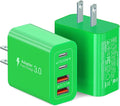 [2-Pack] 40W USB C Charger Block, 4-Port Type C Fast Charging Brick Dual PD&QC Wall Plug Adapter Power Brick for iPhone 13/14//15/16/17 Pro Max Plus/iPad/Airpods/iwatch/Samsung Galaxy (Green)