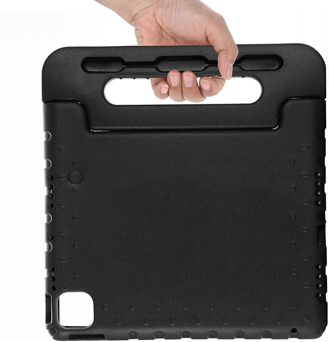 Kids Case for iPad Pro 11 inch M5/M4 (2025/2024) with Pencil Holder/Convertible Handle Stand Shockproof Slim Lightweight Cute Soft EVA Heavy Duty Rugged Kickstand Cover for Children, Black