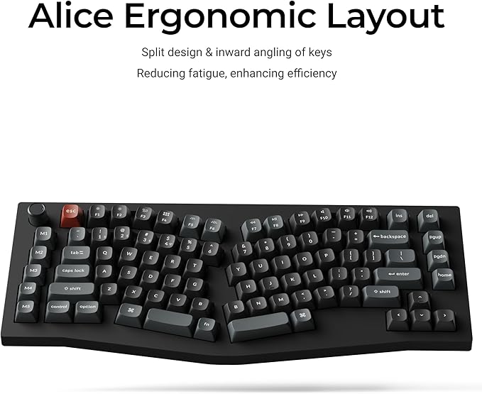 Keychron V10 Ultra 8K Wireless Mechanical Keyboard, 75% Alice Ergonomic Layout, 8000Hz 2.4GHz/Bluetooth 5.3/USB-C Wired, Hot-Swappable ZMK Custom Keyboard with Knob, RGB PBT Keycaps