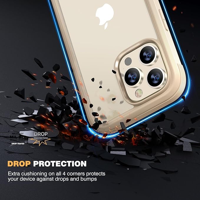 Diaclara for iPhone 13 Pro Max Case, Full Body Rugged with Built-in Touch Sensitive Anti-Scratch Screen Protector, Soft TPU Bumper Case for iPhone 13 Pro Max Case 6.7", Gold