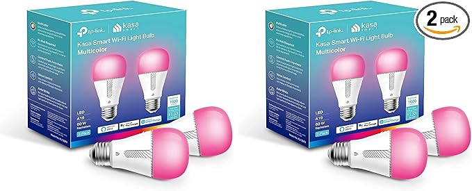 Kasa Smart Bulb,1000 Lumens Full Color Changing Dimmable Smart WiFi Light Bulb Compatible with Alexa and Google Home,11W,A19,2.4Ghz only,No Hub Required (KL135P2),White,(Pack of 4)