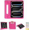 for iPad Air 13-inch Case M3/M2 (2025/2024) for Kids with Pencil Holder/Kickstand, Anti-Slip Handle Stand Lightweight Soft EVA Foam Shockproof Rugged Bumper Tablet Protective Cover, Rose