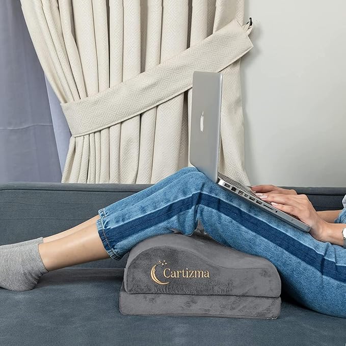 Ergonomic Foot Rest Under Desk - Non-Slip, Adjustable, Washable Covers for Pain Relief - Office, Home & Travel (Grey)