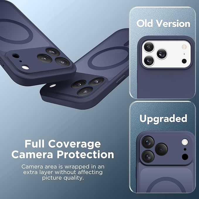 CAPRARO Magnetic for iPhone 17 Pro Case, Upgraded [Full Camera Protection] [Compatible with MagSafe] Protective Translucent Matte Women Girl Phone Case Cover, Deep Blue