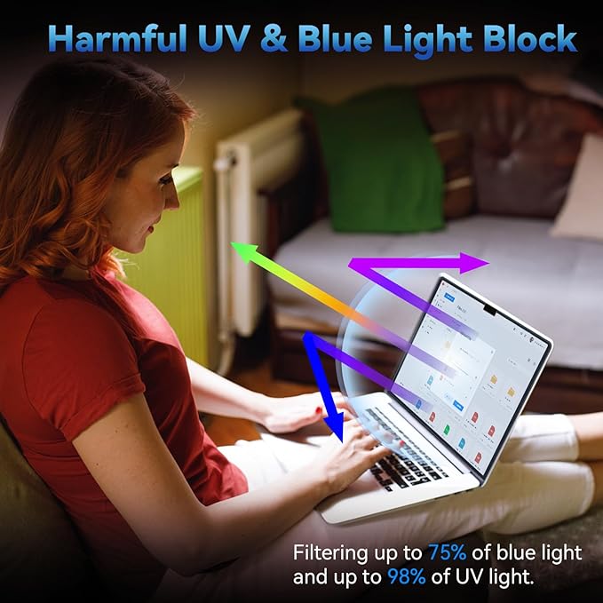 Mamol 2 Pack Anti Blue Light Screen Protector for MacBook Air 13.6/13 Inch (2022-2026, M2, M3, M4, M5), Eye Protection Filter, Anti Glare