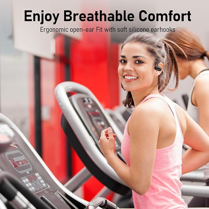 Audiovance OpenComfy CF301 Wireless Headphones for Running, Bluetooth Open Ear Headphones for Sports Gym Workout, Ultra Comfort, Superior Sound, Secure Fit, Ambient Awareness, Black